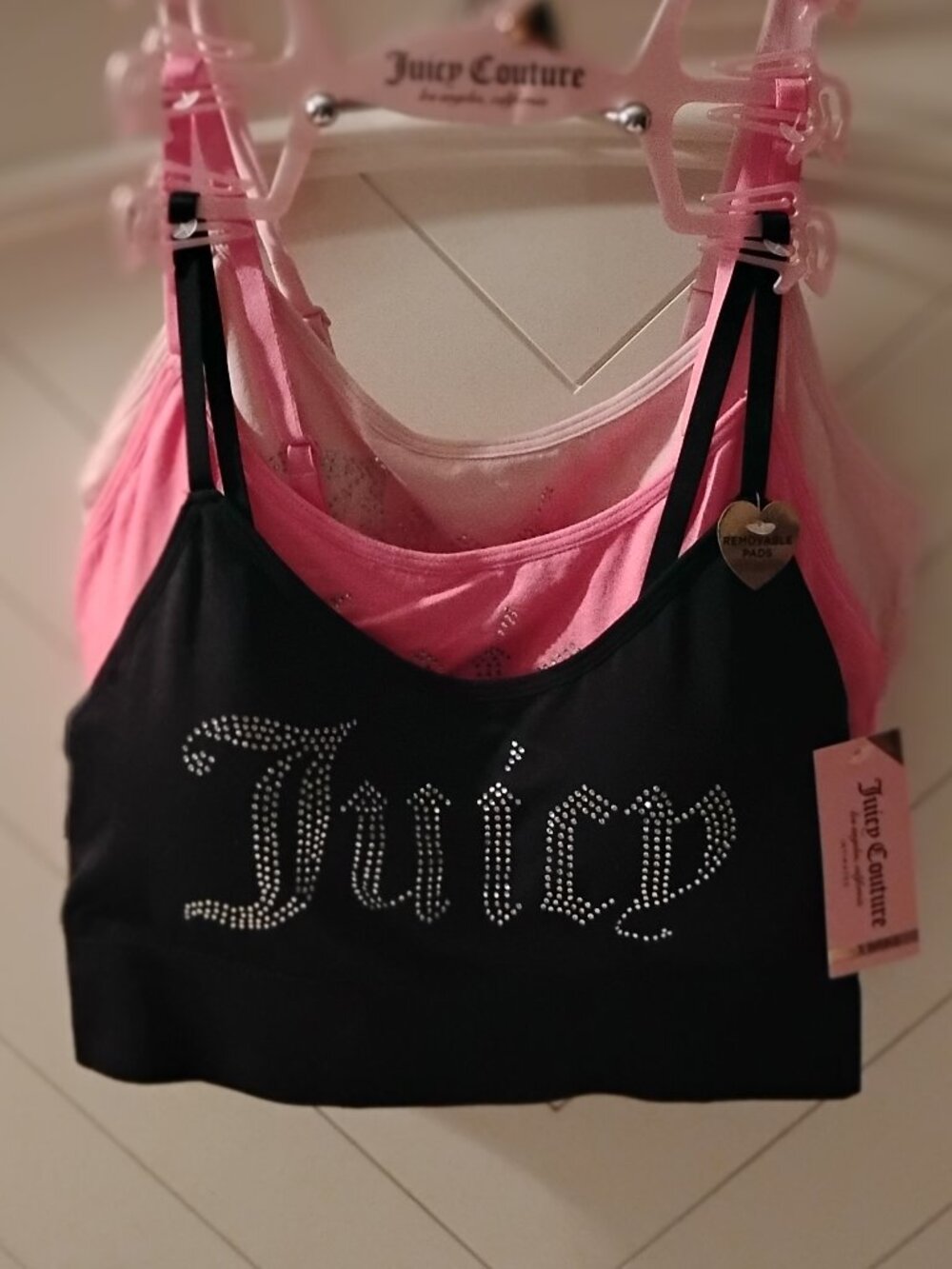 Juicy Couture Multi-Color Bralettes - 3 Pack - Removable Pads - Size Large